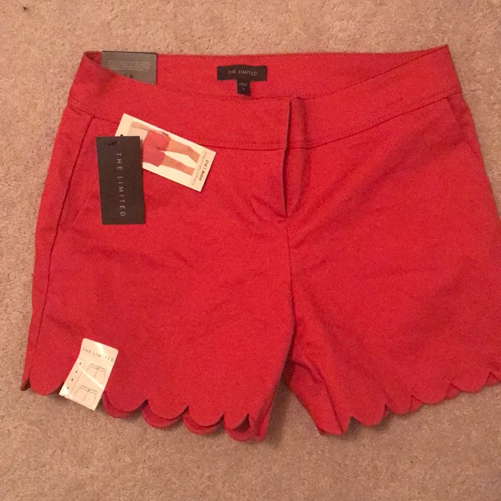 The Limited Red Scalloped Shorts